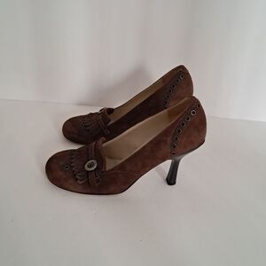 Materia Prima Goffredo Fantini Size 38 8 Suede Fringe Heels Brown Pumps